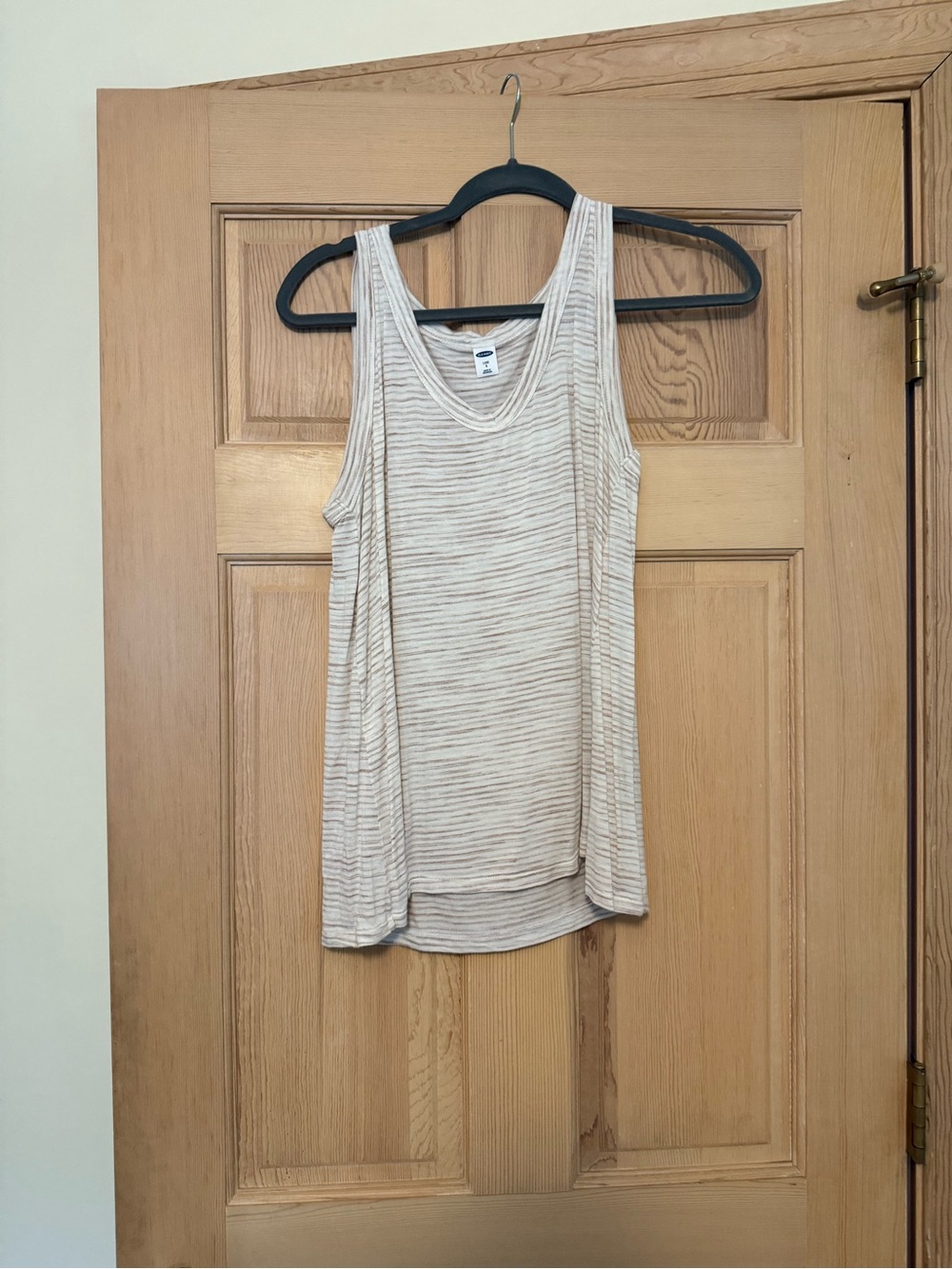 Old Navy Cream and Light Brown Striped Tank Top